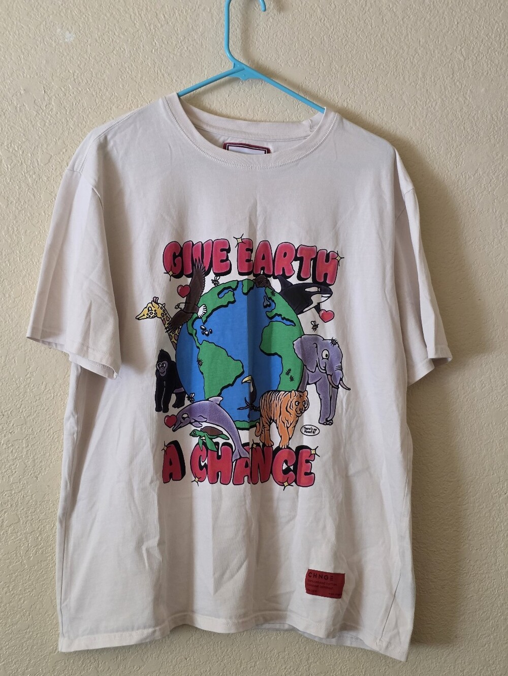CHNGE White Tee with Red Logo Patch Size L